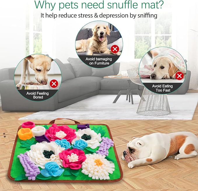 Snuffle Mat for Dogs Pet Treats Feeding Mat for Small/Medium Breed Dogs Non-Slip/Portable/Durable Interactive Dog Puzzle Toys Encourages Natural Foraging Skills (Green) - Image 5