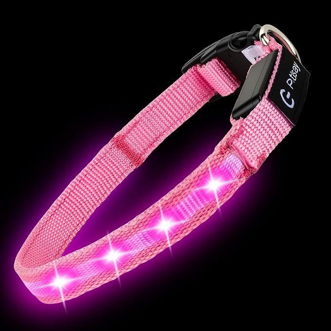 Super Bright LED Dog Collar, Waterproof Light up Collars(Pink, X-Small) | Lighted Dog Collar with Adjustable Fit, Soft Nylon Comfort, USB-C Rechargeable, Glow in the Dark Visibility for Night Walks - Image 3