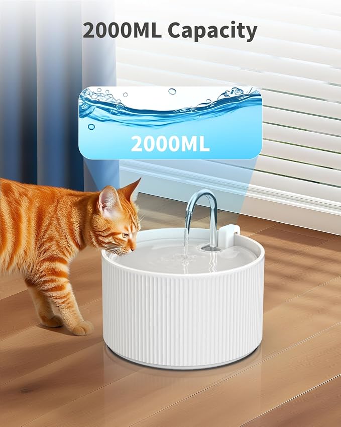 Lawfery Ceramic Cat Water Fountain, 74oz/2.2L Pet Drinking Fountain | BPA-Free Ceramic Body, Ultra-Quiet Pump, Easy Cleaning and Dual Drinking Modes for Indoor Cats and Small Dogs - Image 3