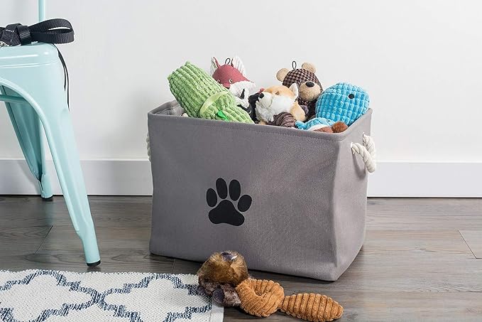 Bone Dry Pet Storage Collection Collapsible Bin, Small Rectangle, Gray - Image 5