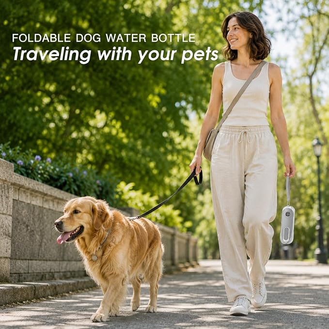 Dog Water Bottle Portable, 11.8 oz(350 ml) | Leak-Proof, BPA-Free, Lightweight, Foldable for Hiking, Walking, Car Rides,Grey - Image 6