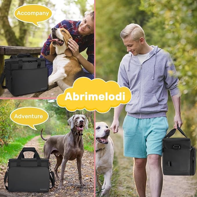 6 Set Dog Travel Bag, Large Pet Travel Kit for Supplies, Grey | Includes 2 Food Containers, 1 Pet Organizer for Dogs, 2 Collapsible Bowls, 1 Treat Pouch, Dog Weekend Overnight Bag Luggage - Image 9