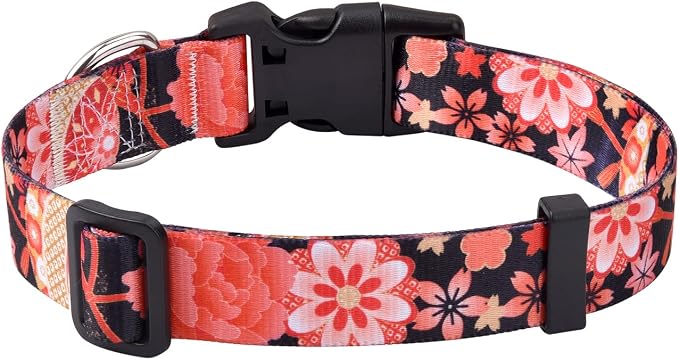 Mihqy Dog Collar for Small Dogs Puppy Cats, Floral Red Flower A,XS | Neck Fit 7.9"-11.8", Multiple Patterns，4 Sizes for Small Medium Large Dogs, Comfortable for Walks and Outdoor Hikes by Mihqy