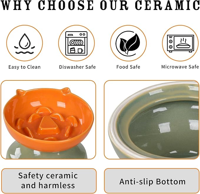 Ceramic Slow Feeder Cat Bowl, 15-Degree Tilted Non-Slip | Food-Grade Ceramic For Indoor Cats, 5.3 In Shallow Bowl, Whisker-Friendly, Dry And Wet Food, Dishwasher Safe - Image 6