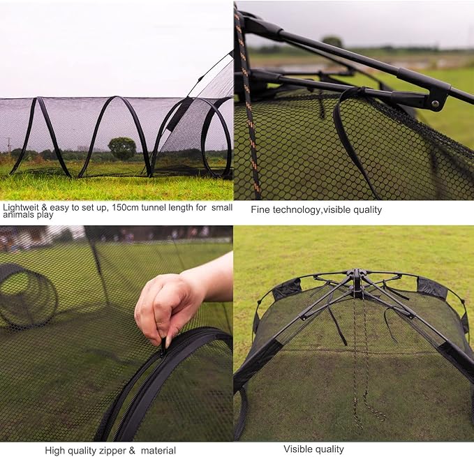 3 in 1 Portable Cat Playpen Outdoor Enclosures-Pop-uped Visual Net Pet Play Tent Tunnels Compound House for Cat Puppy Rabbit Small Animals-Large - Image 6