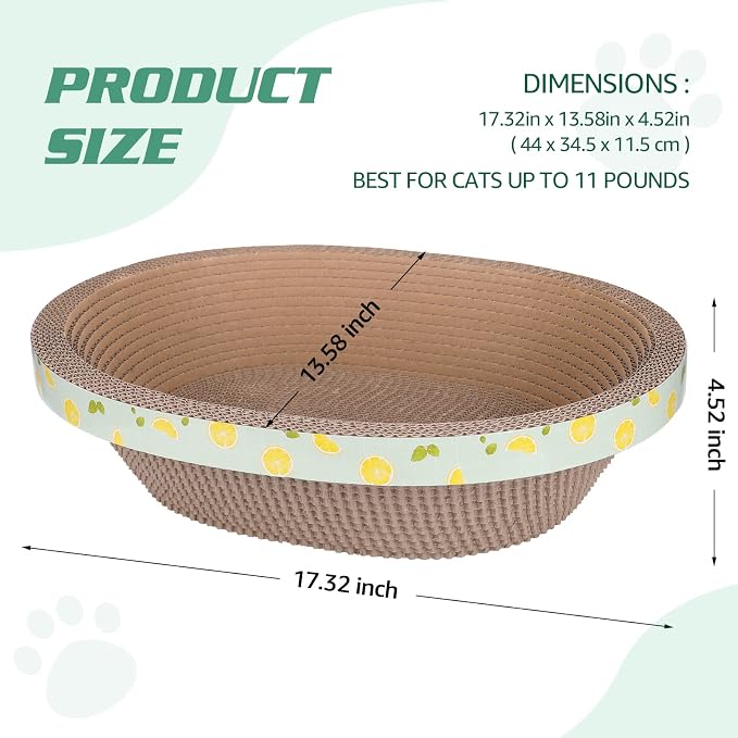 Oval Cat Cardboard Scratcher with Lounger Bed, High-Density Kitty Cat Scratching Pad for Indoor Cats Grinding Claws, Ergonomic Curved Furniture Couch Cat Scratch Protector, 17.3" × 13.6" × 4.5" - Image 5
