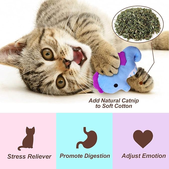 CiyvoLyeen Plush Sea Animal Catnip Toys for Indoor Cats 6 Pack | Lobster Cat Chew Toys, Boredom Relief, Interactive Play, Soft Durable Plush with Catnip, Funny Gift for Cat Lovers & Kitten - Image 3