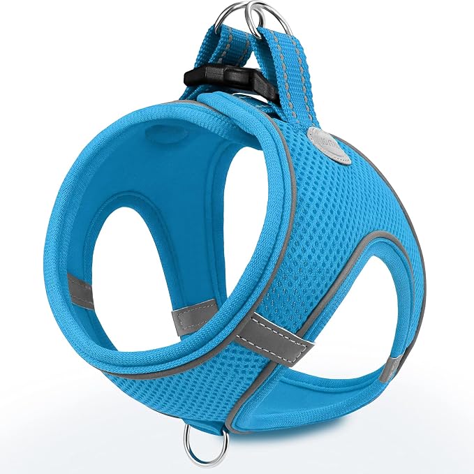 Joytale Step-in Dog Harness, Soft Breathable Mesh, Sky Blue XXXS | Adjustable Fit for Small Dogs, Easy Step-in with Secure Fastener, Even Chest Pressure, Reflective For Night Safety, Washable by Joytale