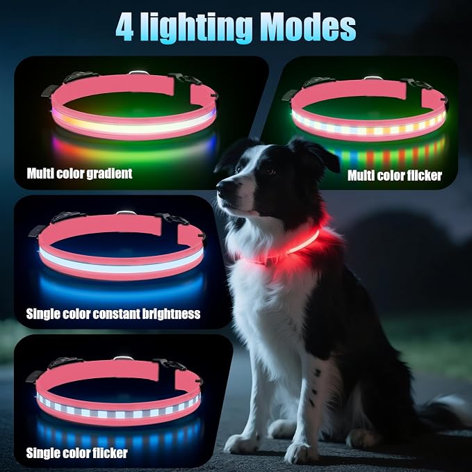 LED AirTag Dog Collar - Brightest Light Up Dog Collars, Pink XL | IP68 Waterproof Air Tag Dog Collar Holder, 1,600 Feet of High Visibility, Magnetic Charging, Dog Lights for Night Walking - Image 3