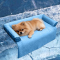 GGIB Cooling Dog Bed Mat with Bolster Pillow Washable Dog Couch Cover Breathable Summer Pet Couch Bed Protector Indoor(Small, Cooling Blue) by GGIB