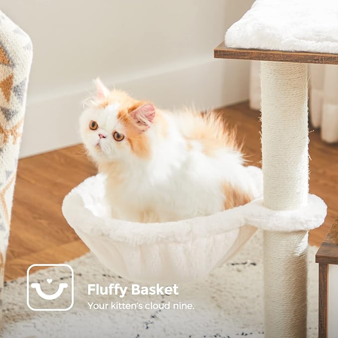 FEANDREA Small Cat Tree for Kittens, Modern Cat Tower for Indoor Cats, Cat Condo with Scratching Posts, Removable Washable Cushions, Rustic Brown UPCT122X01 | Modern Cat Tower for Indoor Cats, Removable Washable Cushions, Rustic Brown, CAEN Collection ... - Image 5