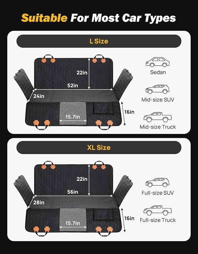 JOYTUTUS Back Seat Extender for Dogs, PU Leather Dog Car Seat Cover with Hard Bottom, Dog Hammock with Mesh Window, Dog Car Seat Cover for Full Size Truck&SUV, Holds 440 lbs - Image 7