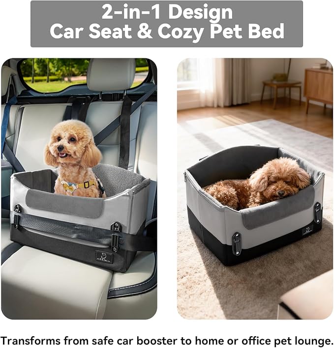 A 4 Pet Dog Car Seats for Small Dogs, Under 25 lbs, Patent Buckles | Adjustable leash, frame support, reduces anxiety, for cars/SUV/pickup - Image 5