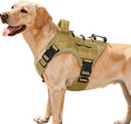 Heavy-Duty Tactical Dog Harness for Large Dogs, No Pull Adjustable Reflective Pet Vest with Molle System, K9 Military-Grade Control for Service Training, Outdoor & 10+ Breeds, Khaki, Medium by Bruvoalon