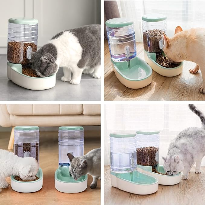 Kacoomi Automatic Dog Cat Feeder and Water Dispenser Gravity Food Feeder and Waterer Set with Pet Food Bowl for Small Medium Dog Puppy Kitten, Large Capacity 1 Gallon x 2 - Image 6