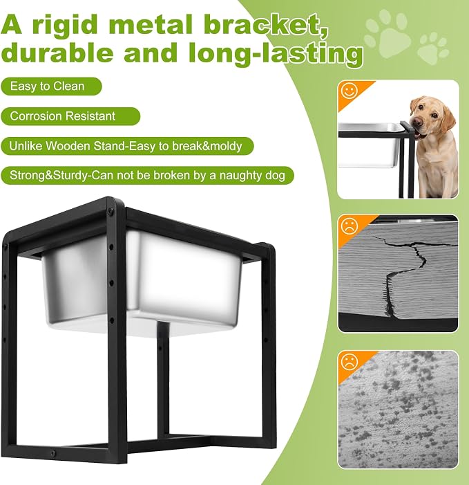 Adjustable Height Elevated Large Dog Water Bowls with Stainless Steel Bowls and Metal Stand，4-Level (8/10/12/14 Inches) Pet Bowl for Dogs for Large Medium Dogs - Durable, Easy to Clean (2gallon) - Image 6