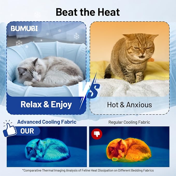 Ice Silk Cooling Cat Tunnel, 39.4in Multi-Cat Family Cat Tube, Blue | Breathable Thin Cat Play Tunnel, Lockfill Cotton Pad Included, Waterproof & Anti-Static, Ideal Summer Cat Toy - Image 3