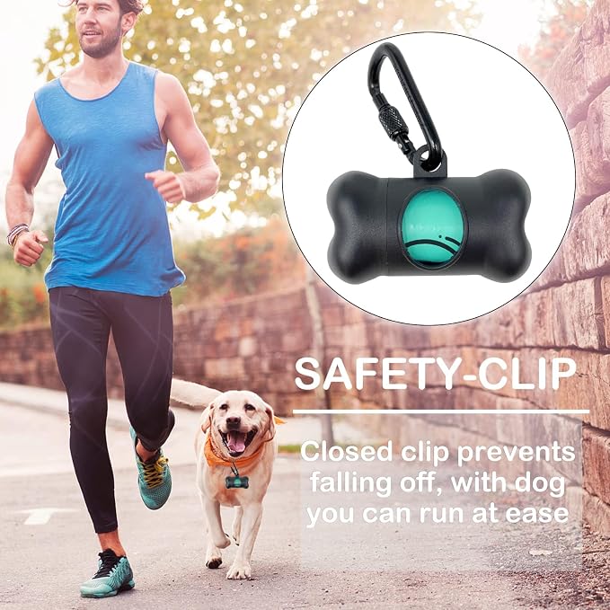 Dog Poop Pickup Bags Holder Dispenser with Standard-Sized Leak-Proof Scented Doggy Waste Bags and Carabiner with Safety Lock&Fastener Never Loose on Leash Lead Again (2 Holders 30 Bags, Black) - Image 3