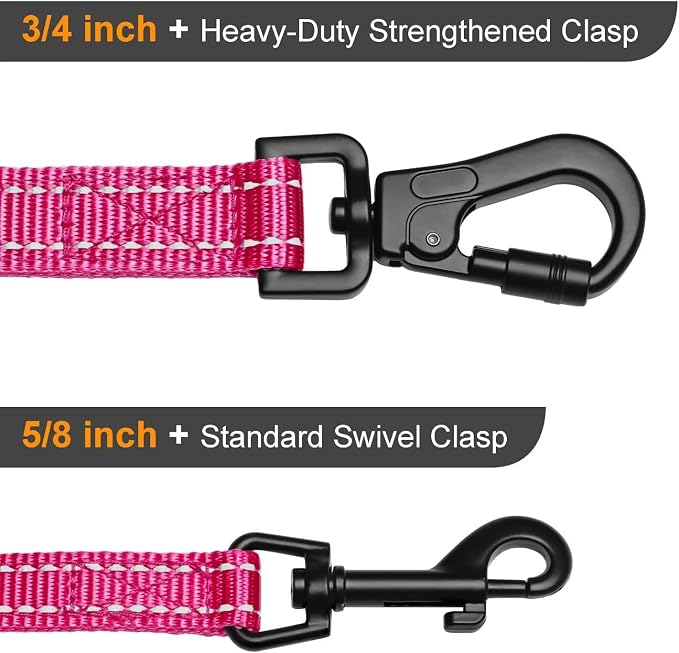 Didog 6FT Reflective Dog Leash for Medium Large Dogs,3/4" Width, Hot Pink | Soft Padded Handle, Plush Comfort Grip, Tangle-Free, 360°Heavy-Duty Strengthened Clasp for Daily Walks/Training, Night Safety - Image 5