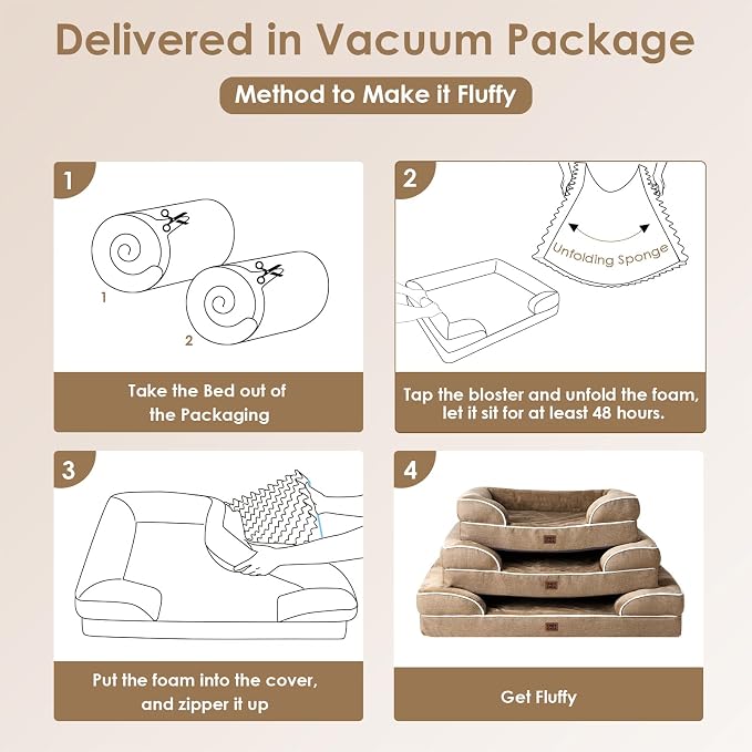 EHEYCIGA Orthopedic Dog Beds Large Sized Dog, Waterproof Washable Pet Bed | Non-Slip Bottom and Egg-Crate Memory Foam XL Dog Couch Bed with Washable Removable Cover, Camel, 41Inch - Image 7