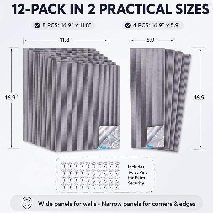 Marsui 12 Pack Cat Scratch Mats for Walls Corners, Self Adhesive, Grey | Fits Couch, Walls, Cat Trees, Shelves and DIY Climbing Areas, Protects Furniture from Claws, Replaceable Scratching Surface - Image 2
