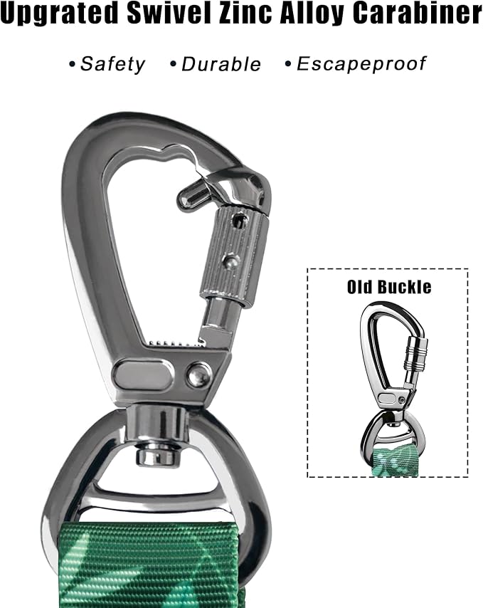 Hotsky Tactical Bungee Shock Absorbing No Pull Dog Leash,Leaves,4-6FT | Heavy Duty for Medium Large Dogs That Pull up to 660 lb,with Padded Double Handle ＆ Car Seatbelt,360°Rotating Locking Clasp - Image 5