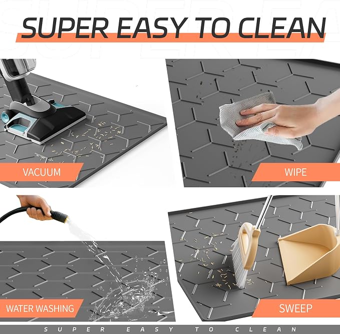 Bulkniu Silicone Cat Litter Mat, 22"x34", Raised Edge Waterproof, Dark Grey | Litter Trapping & Recycling, Easy to Clean, Non-Slip, Durable Safe & Odorless, Paw Friendly - Image 4