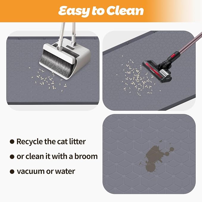 Cat Litter Mat for Litter Box 34"x22" Large Silicone Mat, Dark Grey | Waterproof Non-Slip Litter Box Mat with Raised Edges, Cat Litter Trapping Mat for Pet, Cat Litter Rug for Floor - Image 5