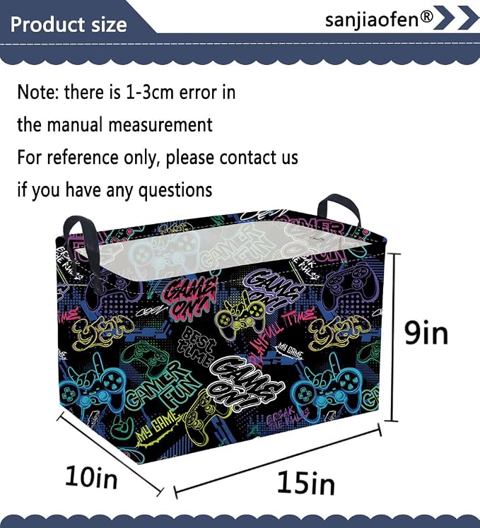 Rectangular Kids Baskets,Waterproof Foldable Storage Basket with Handles,Games Basket,Boys Room DecorGame Storage Bin,Shelf Baskets(Cool Game) - Image 7