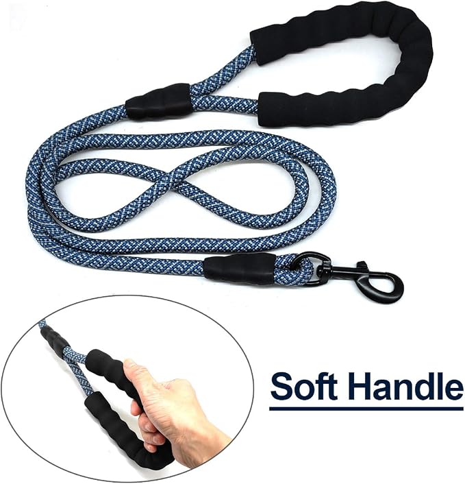MayPaw Heavy Duty Rope Dog Leash, 3/4/5/6/7/8/10/12/15 FT Nylon Pet Leash, Soft Padded Handle Thick Lead Leashes for Large Medium Dogs (Navy, 1/2" * 6') - Image 4