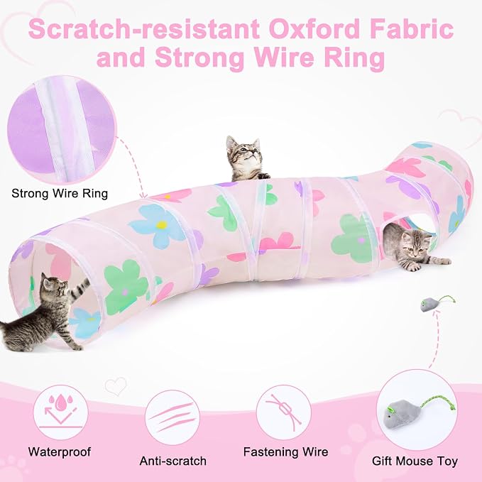 Glittme S-Shape Cat Tunnel, Foldable Cat Tunnels for Indoor Cats | Interactive Bunny Tunnel And Cat Tubes With Crinkle Sounds. Ideal For Kittens, Ferrets And Small Pets To Hide, Play Or Rest - Image 6