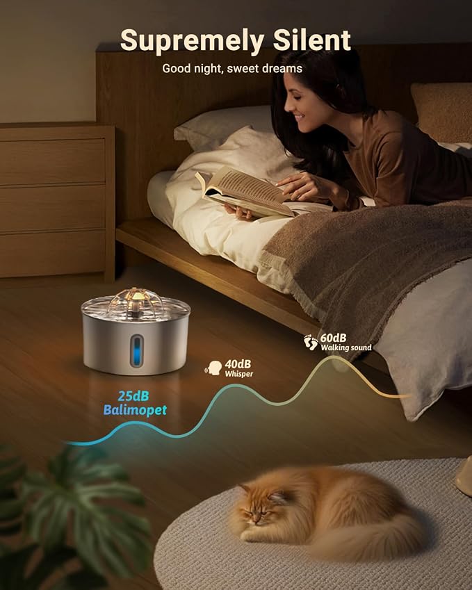 Stainless Steel Cat Water Fountain - 108oz/3.2l Metal Pet Water Bowl Dispenser with Quiet Pump - Automatic Water Fountains for Dog/Cats Drinking - Pets Waterer Indoor with Replacement Filters - Image 3
