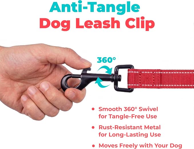Best Pet Supplies Voyager Nylon Dog Leash - Red, Medium | 5ft in Length, 3/4" in Width, Reflective, Soft Neoprene Handle, Heavy Duty Metal Clips for Running, Walking & Training - Image 7