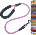 MayPaw 3FT Heavy Duty Rope Dog Leash, 6/8/10/12/15/20FT Nylon Pet Leash with Soft Padded Handle, Thick Lead Leashes for Large Medium Dogs Walking Training (Pink-Blue dot, 1/2" * 3') by MayPaw