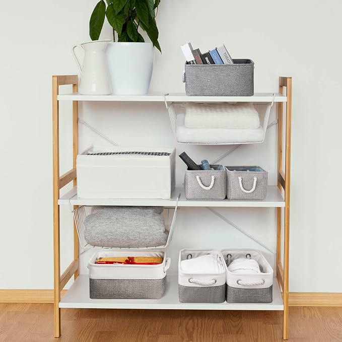 TheWarmHome Storage Bins - 3PCS Fabric Storage Baskets for Organizing Shelves | Large Basket Closet Organizer for Home Shelf Dog Laundry Organization | Collapsible Storage Cubes W/Handles - Image 7