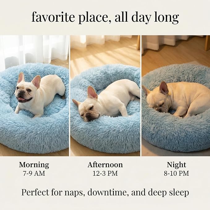 nononfish Cozy Small Dog Bed,Soft Donut Calming Pet Bed | Cozy small dog bed with plush donut comfort. - Image 6