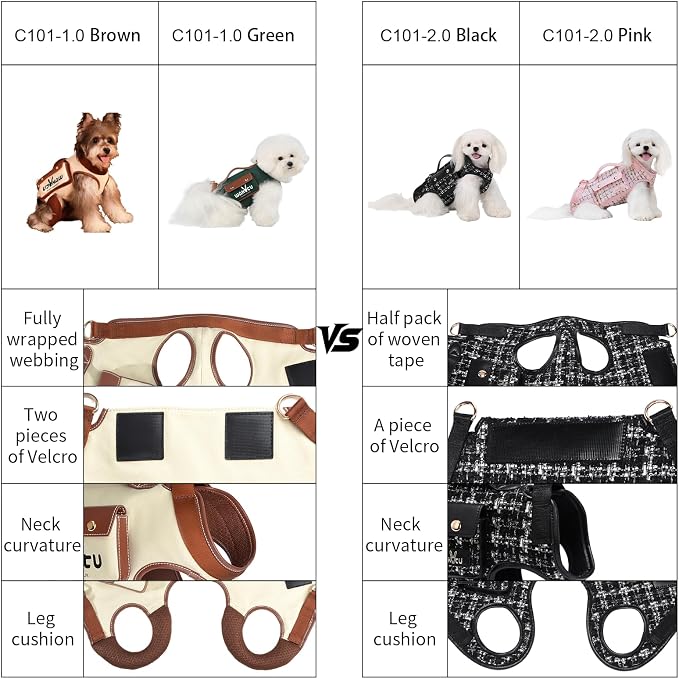Wakytu Dog Lift Harness Dog Carrier Sling for Small Dogs & Cats,M | stylish puppy sling carrier with handle & pocket,adjustable leash,walking & travel - Image 3