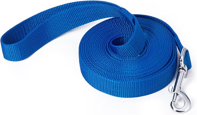Strong Durable Nylon 15ft Long Dog Training Leash, Traction Rope, 1 Inch Wide, for Small and Medium Dog (Blue, 15 Feet) by Siumouhoi
