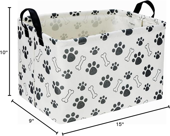 Rectangular Dog Basket,Dog Toy Bin,Dog Storage Basket Organizer.Waterproof PE Coating Puppy Storage Bin with Handles.Dog room decor,Dog Toys,Books,Kid's Gifts basket. (Dog Paw) - Image 7