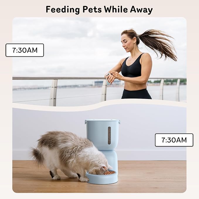 Automatic Cat Feeder and Water Dispenser FW1, Wire or Battery Cat Food Dispenser Timer Pet Feeder - Locking Lid, Desiccant Bag, Programmable Portion Control, 4 Daily Meals, 10s Voice Recorder-Blue - Image 7