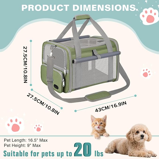 Cat Carrier Airline Approved Privacy Portable Top Load Pet Travel Bag | Soft Sided Pet Carriers for Small Cats Dogs Puppy up to 16 Lbs,Collapsible,Zipper Lock,Luggage Sleeve,2 Storage,Washable - Image 4