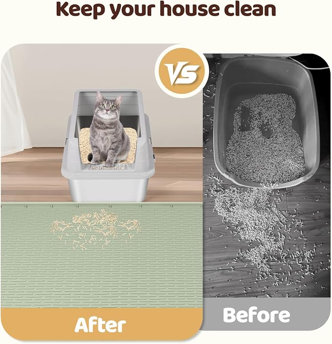 Silicone Cat Litter Mat for Litter Box 57”x40” Large Cat Mat, Green | Waterproof, Non-Slip, Leak-Proof Rug Mat with Lip, Easy to Clean, Extra Large Litter Catcher Mat for Floor - Image 4