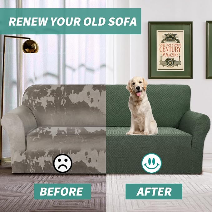 YEMYHOM Couch Cover Latest Jacquard Design High Stretch Extra Large Sofa Covers Pet Dog Cat Proof Oversized Slipcover Non Slip Magic Elastic Furniture Protector (XL Sofa, Army Green) - Image 7