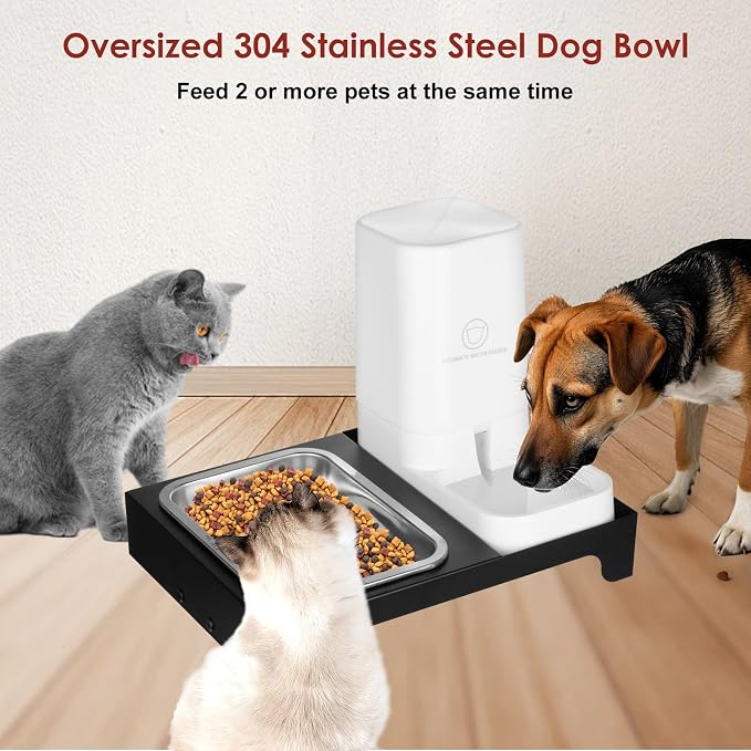 Elevated Dog Bowls with Water Dispenser and 304 Stainless Steel Bowl, Adjustable to 6 Heights, 2.75" to 14.6", Raised Dog Food Bowls for Small, Medium & Large Sized Dogs, Tilted Angle - Image 8
