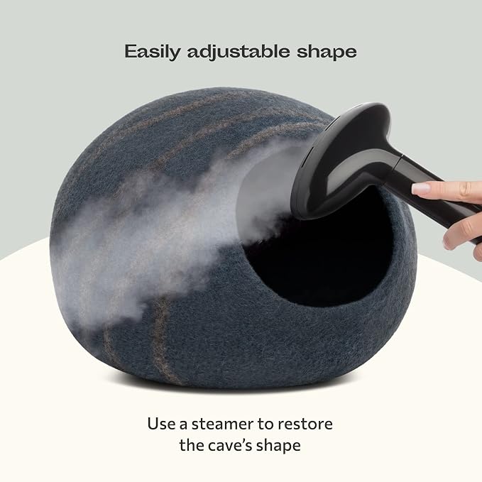 Cat Cave - Merino Wool Bed for Indoor Cats (Slate Gray, Medium) | Cat Bed Enclosure, Premium Felt, Handmade, Super Soft, Lightweight, Breathable, Adjustable Shape - Image 5