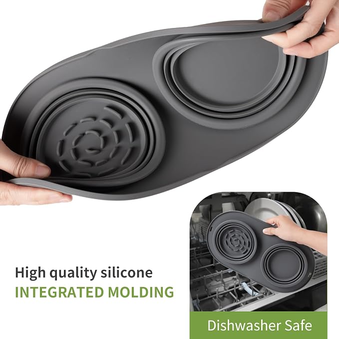 Puppy Dog Bowl,Travel Bowls Dog Food Bowls&Dog Water Bowls,No Spills,Collapsible Double Bowl,Suitable for Small and Medium Sized Dogs(Dark Grey) - Image 5