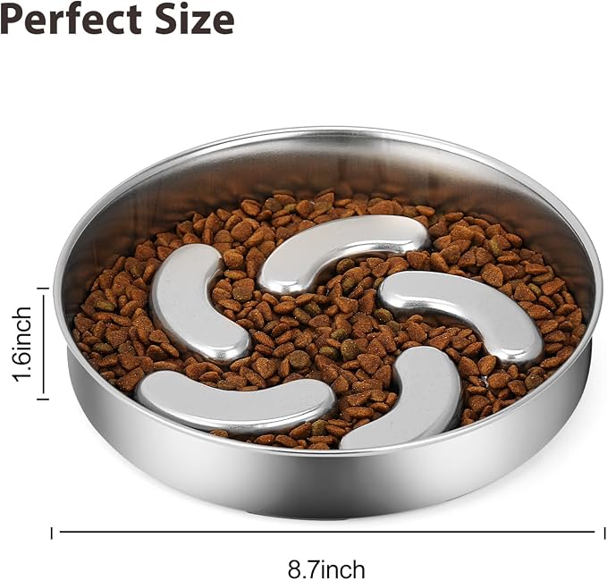 Slow Feeder Dog Bowl, 2 Cups Stainless Steel Heavy Duty Bowl Non-Slip Base | Premium Stainless Steel Material, Helps Slow Down Eating For Small, Medium And Large Breed Dogs - Image 5