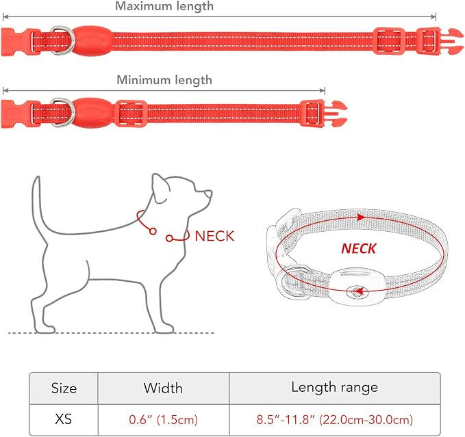 Light up Dog Collar for Small Dog,Vizpet XS Adjustable Size Nylon Collar USB Rechargeable Bright Safety Pet Collar for Cats Dogs (Red，XS) - Image 5
