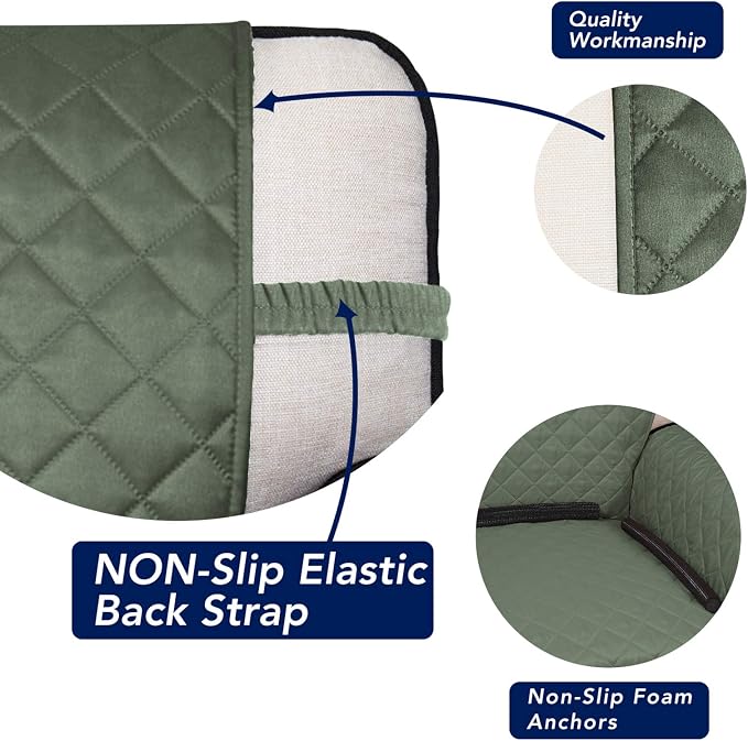PureFit Reversible Quilted Couch Covers for Dogs Sofa Cover 4 Seater 88" | Greyish Green/Beige, Water Resistant Couch Protector, Washable Pet Couch Cover with Non Slip and Elastic Straps For Kids - Image 3
