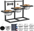 Elevated Dog Bowls for Large Dogs, 6 Height Adjustable Raised Stand with Mat, Slow Feeding Bowl and Three 1700ML Bowls, for Large Breed and Multi-Pet Households by ADENGL